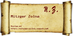 Mitzger Zolna névjegykártya